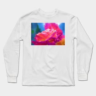 Soft Rose Bloom In Red and Purple Long Sleeve T-Shirt